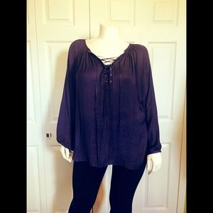 Jennifer Lopez Blue Peasant Blouse Size 2X